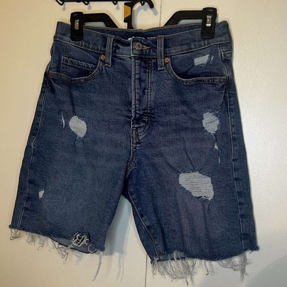 Women's Old Navy Sky-Hi Distressed Denim Shorts Size 4 Extra High Rise
